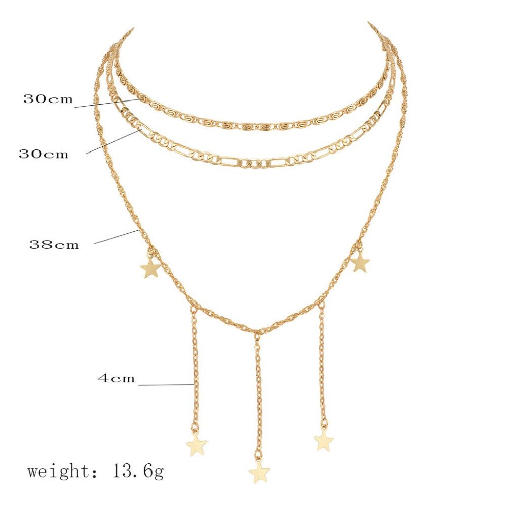 Stars Gold Necklace, Gift for Her, Stars Silver Pendant, Rose Gold Star Necklace - Picture 4 of 6